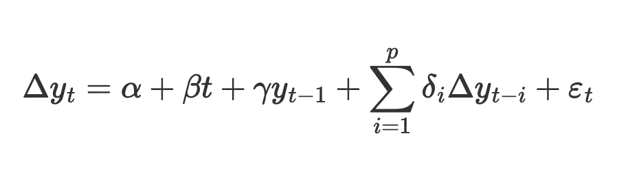 ADF Test Formula