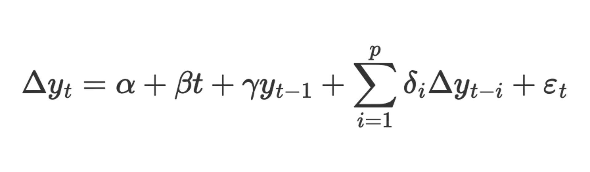 ADF Test Formula