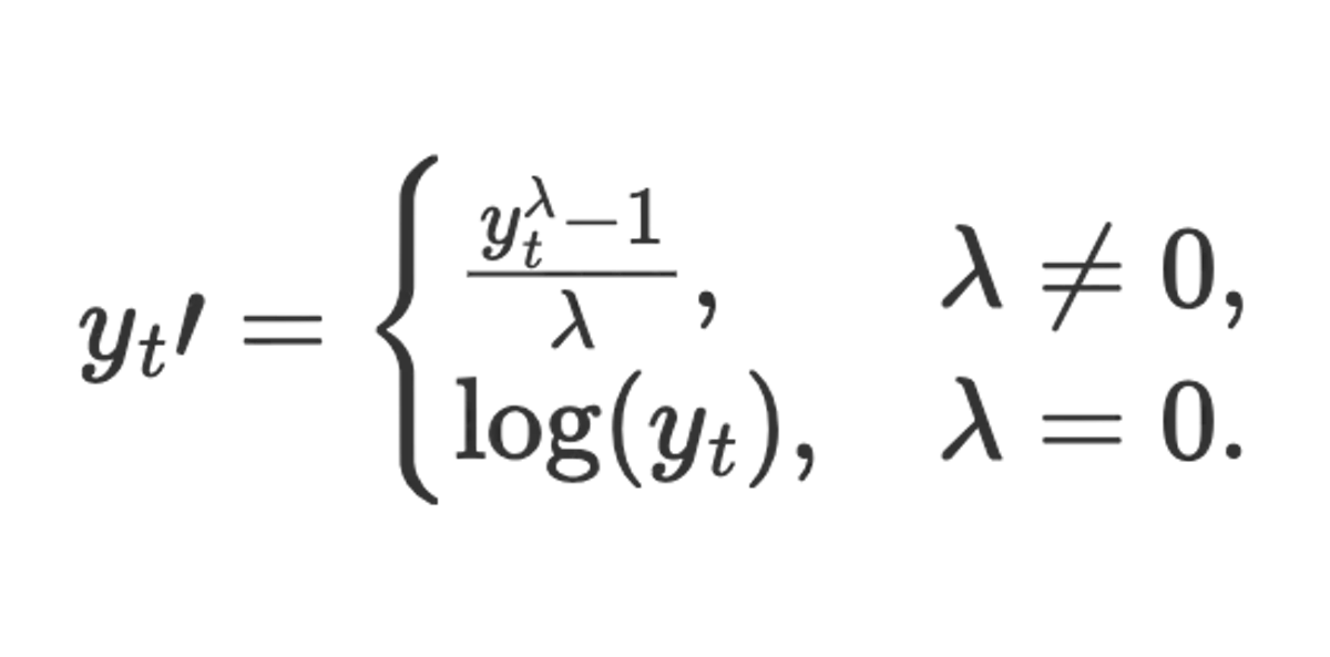 Box-cox transform formula