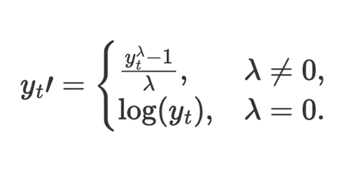 Box-cox transform formula